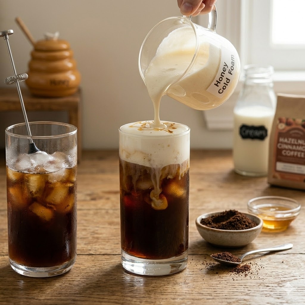 Hazelnut Iced Coffee with Cold Foam